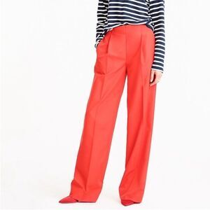 J.Crew Wide-Leg Pleated Pant in Taffeta in Vibrant Flame 2 NWT